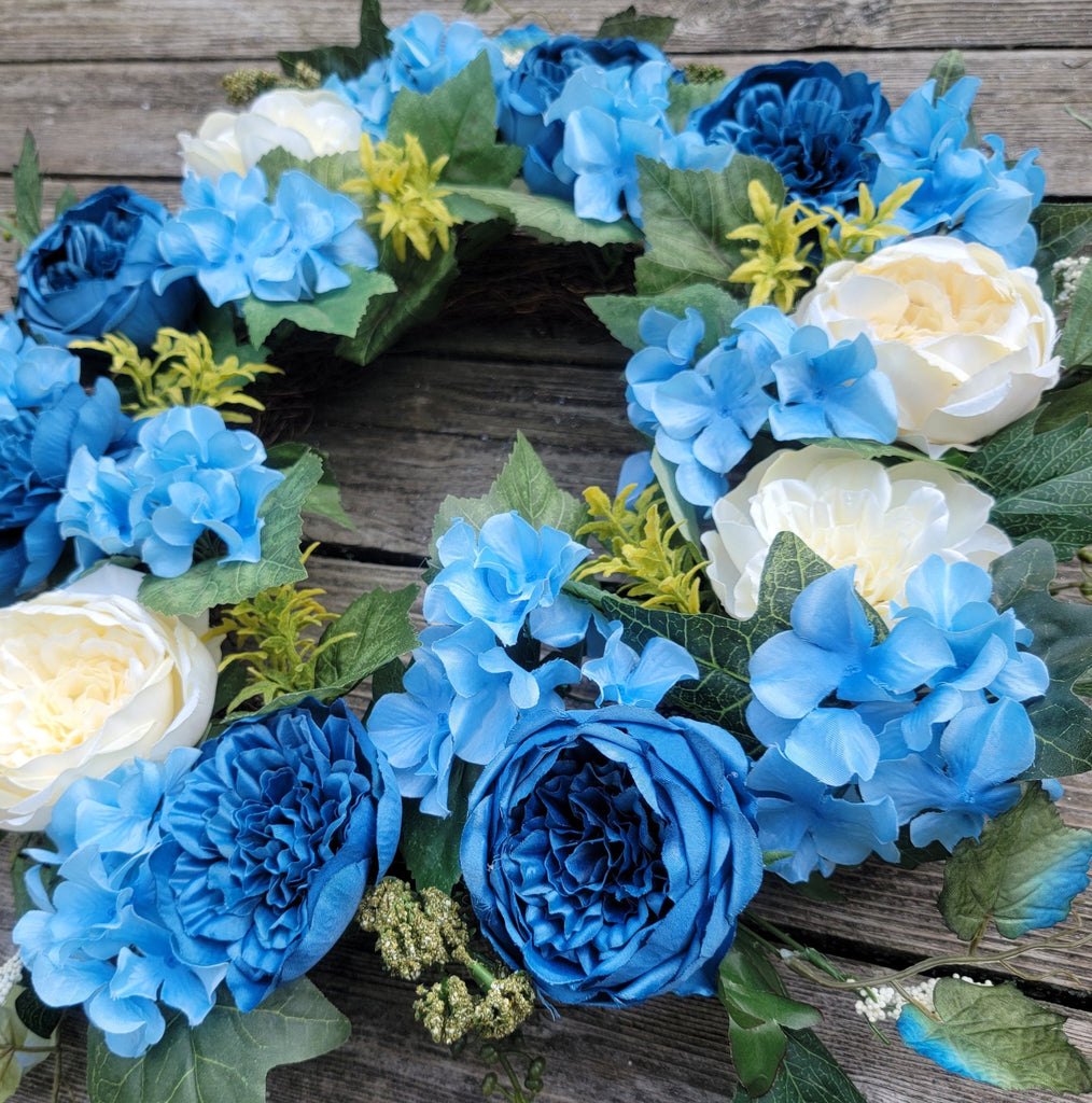 Blue Summer wreath, Hydrangea Rose 