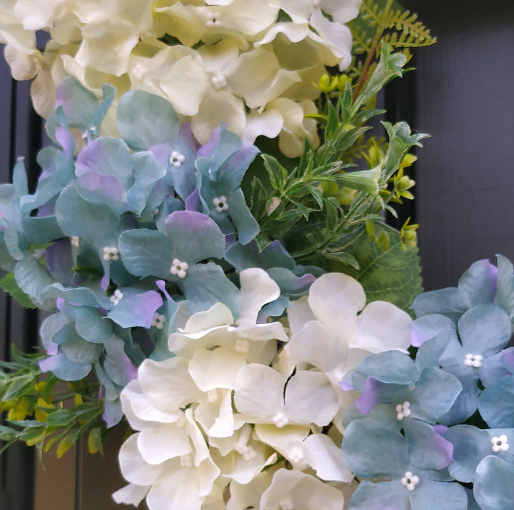 Hydrangea Wreath Blue Cream