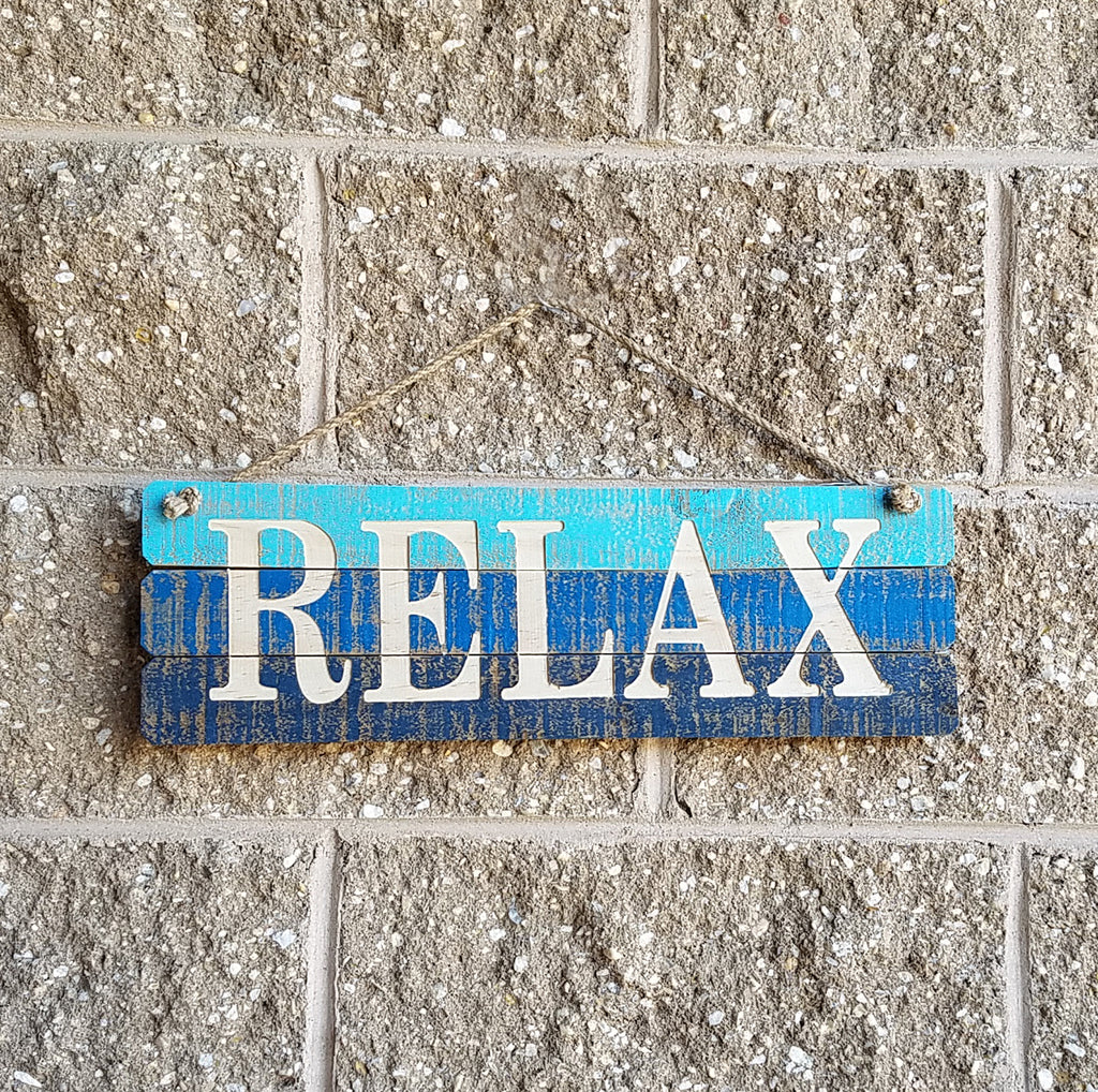 Relax. Sign Shell Coastal Wooden Sign Relax 18.5