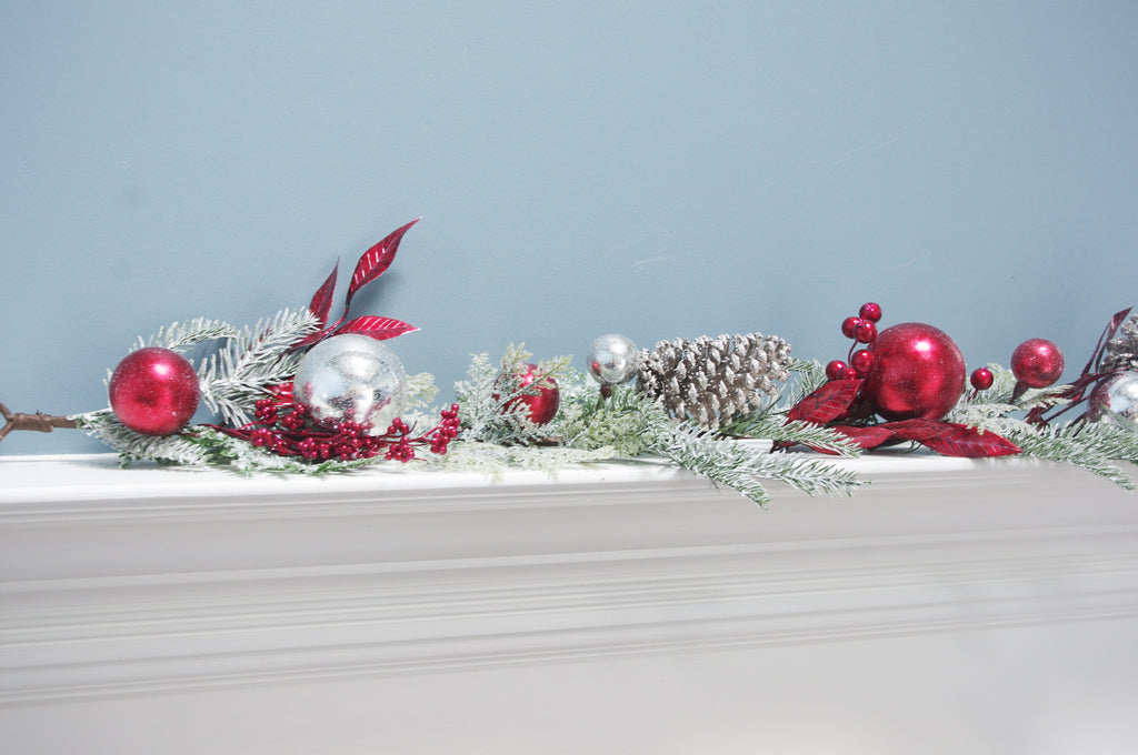 Christmas Garland with Ornaments and Pinecones