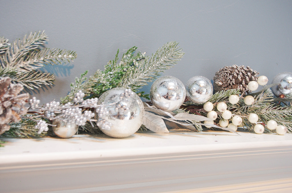 Christmas Garland with Ornaments and Pinecones