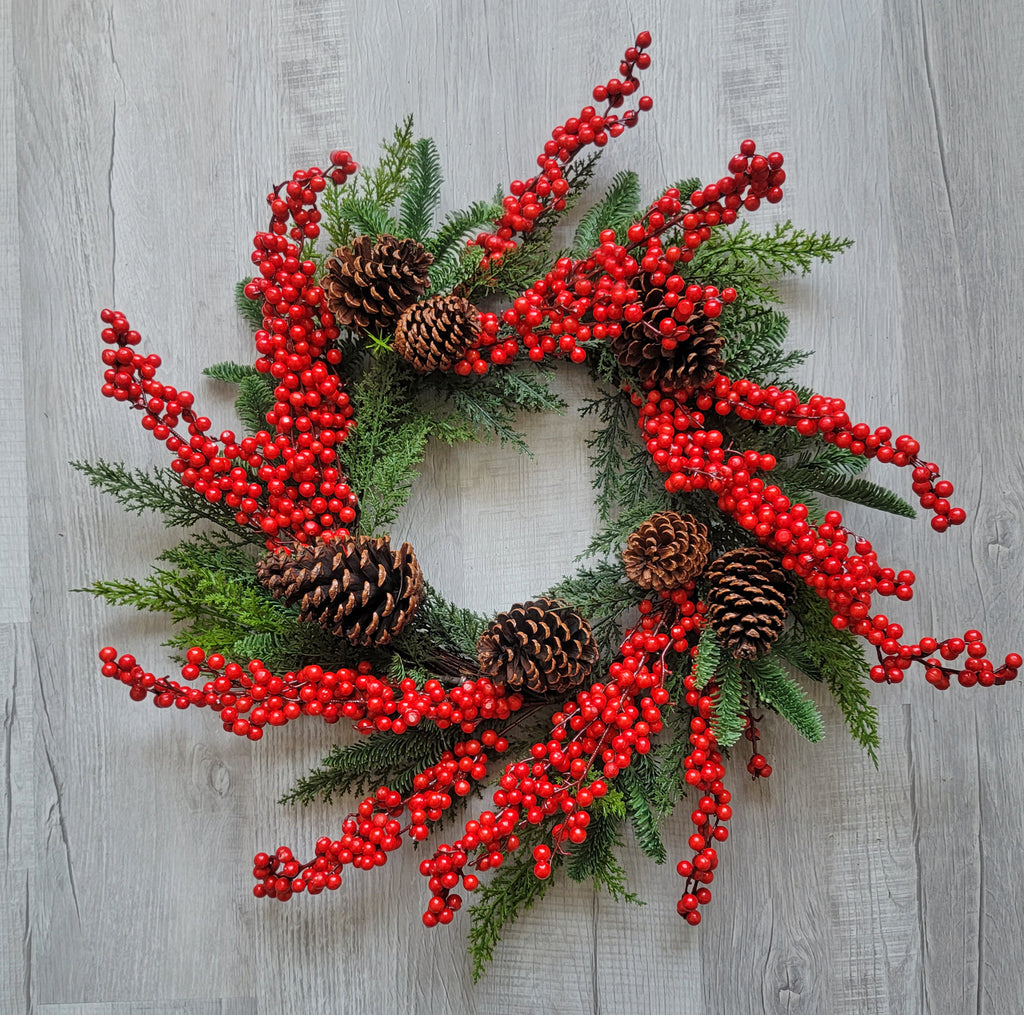 Berry Pinecone Berry Christmas Wreath