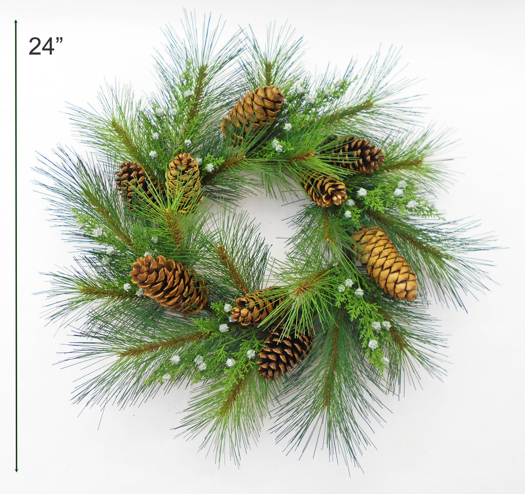 Christmas Long Needle Juniper Pinecone Wreath