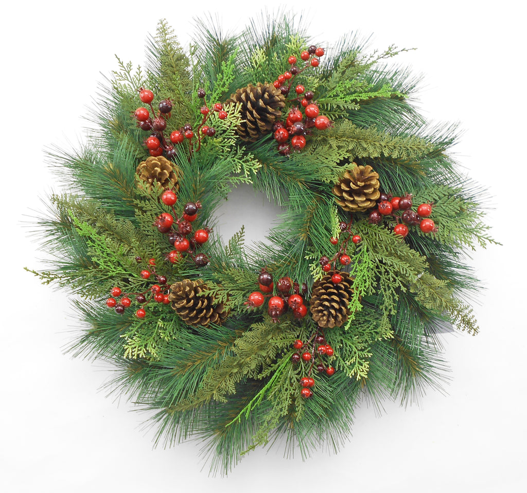 Christmas Berry Cedar Pine Pinecone Wreath