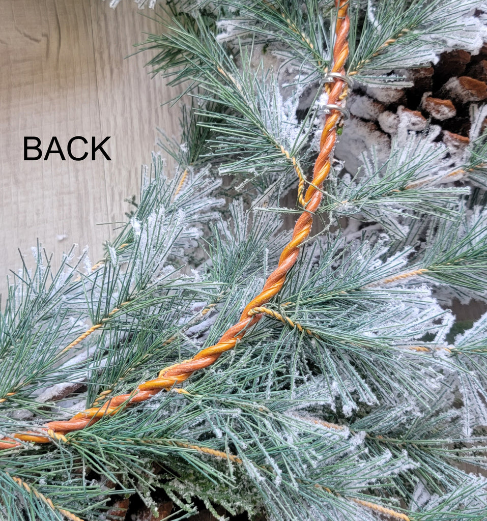 Christmas Flocked Lambs Ear Pincone Wreath