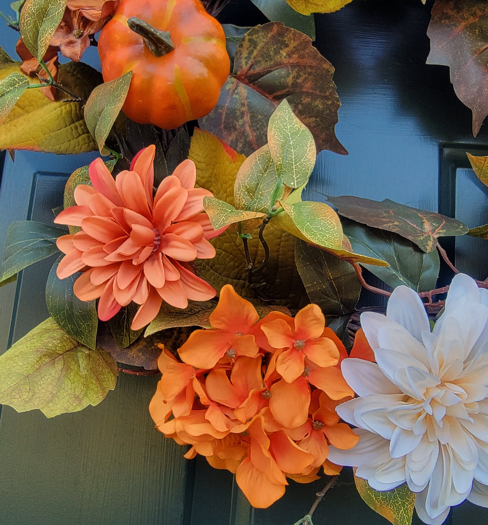 Fall Artificial Harvest Hydrangea Pumpkin Wreath 20"