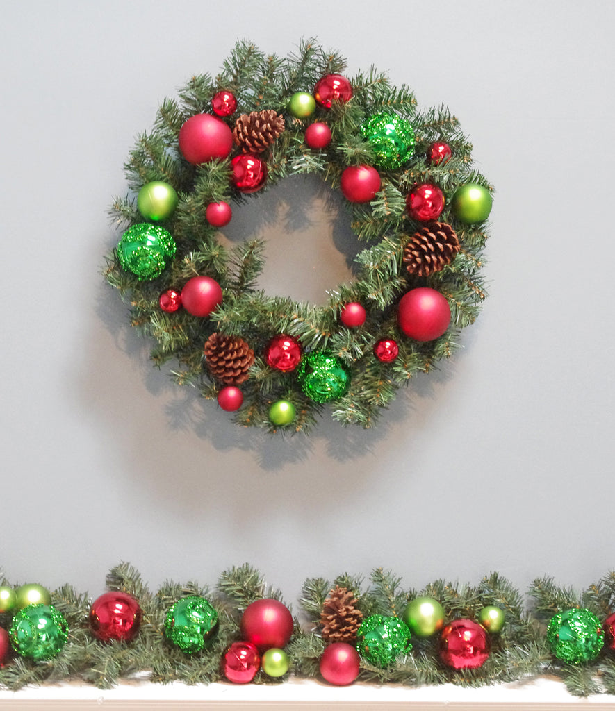 Ornament Decorated Christmas Wreath Garland Red Green